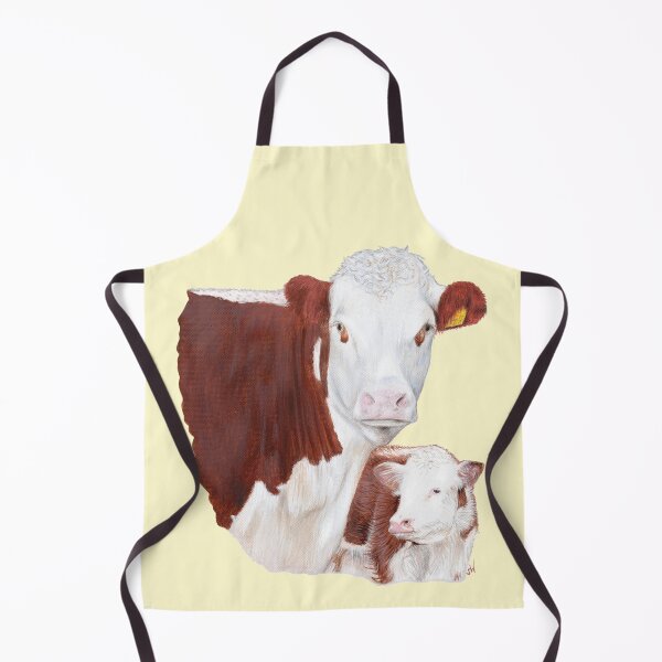Item preview, Hereford Cow with Calf Painting (yellow background) designed and sold by SandraWarmerdam.