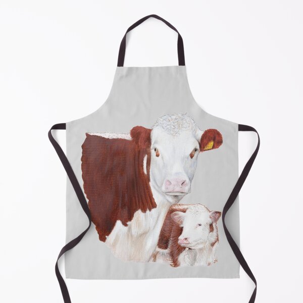 Item preview, Hereford Cow with Calf Painting (grey background) designed and sold by SandraWarmerdam.