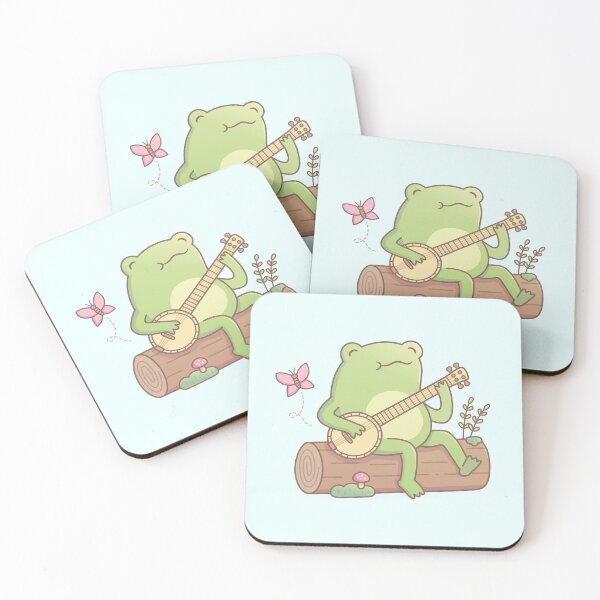 Item preview, Cute Frog Playing Banjo On Wooden Log designed and sold by rustydoodle.