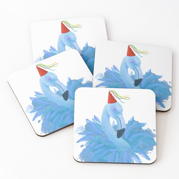 Item preview, Blue flamingo in party hat illustration designed and sold by Zela.