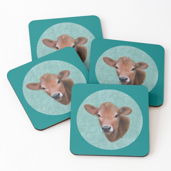 Item preview, Red Calf (teal background) designed and sold by SandraWarmerdam.