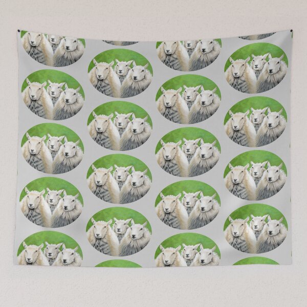 Item preview, Three Sheep (grey background) designed and sold by SandraWarmerdam.
