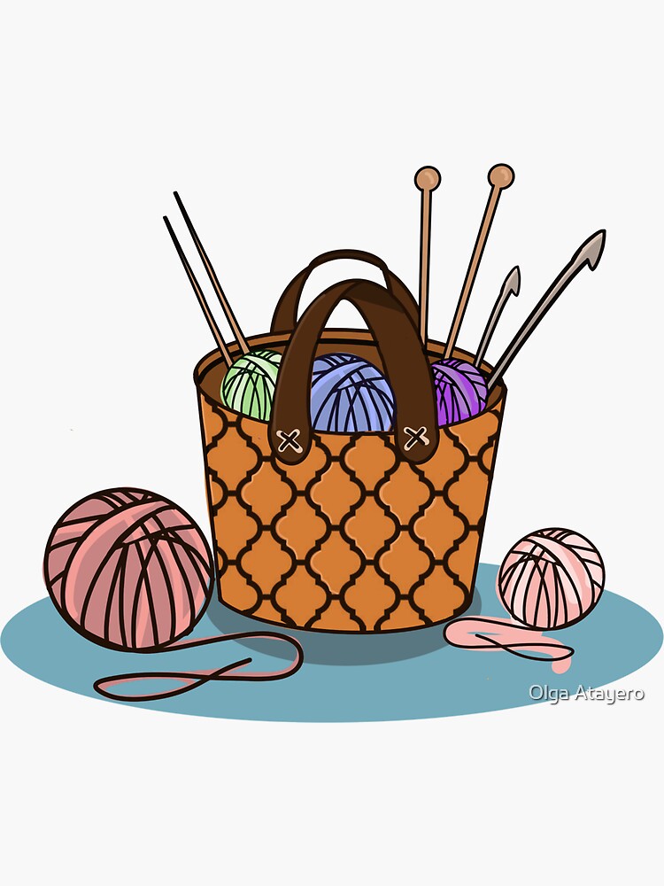 "Knitting basket " Sticker for Sale by OlgaAt Redbubble