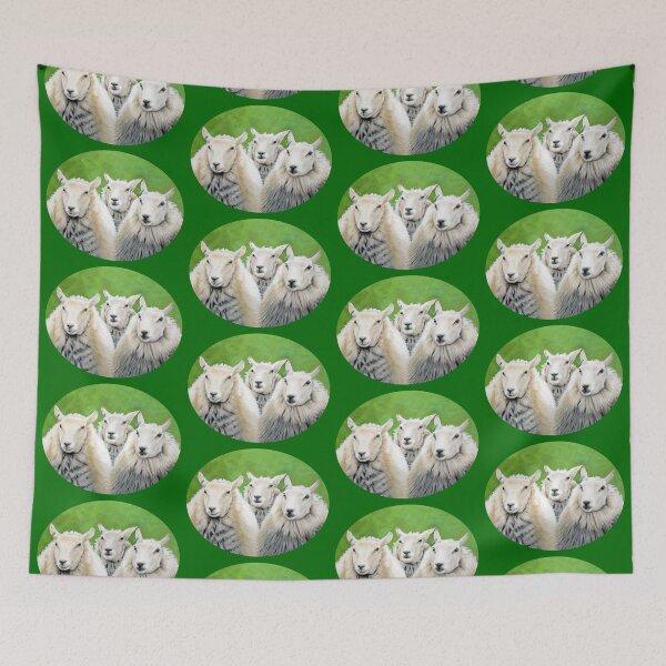 Item preview, Three Sheep (green background) designed and sold by SandraWarmerdam.