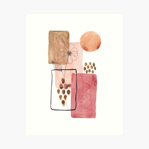 Item preview, Abstract watercolour with botanical drawing 2 designed and sold by JadeWuArt.