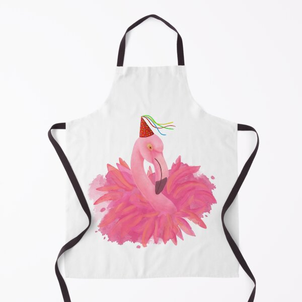 Item preview, Pink flamingo wearing a party hat illustration designed and sold by Zela.