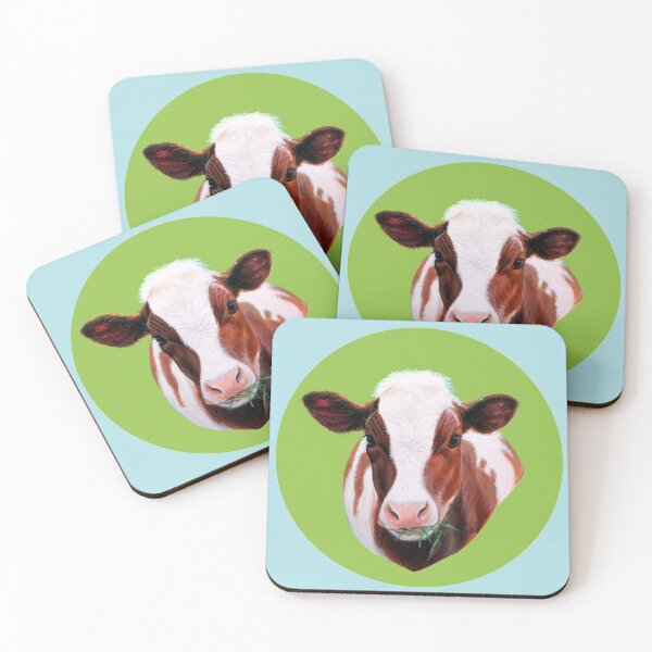 Item preview, Red Cow (blue background) designed and sold by SandraWarmerdam.