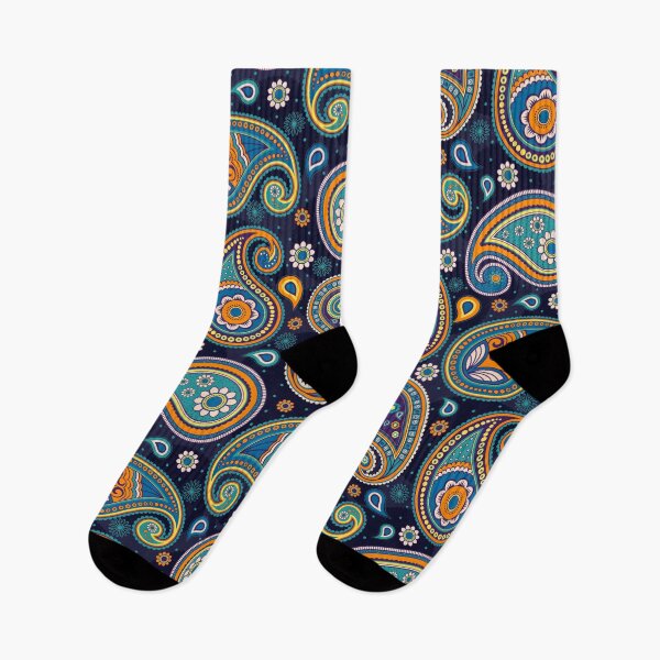 Item preview, Navy blue orange green colorful elegant vintage traditional seamless paisley pattern based on traditional Asian elements Paisley designed and sold by aferious nabil.