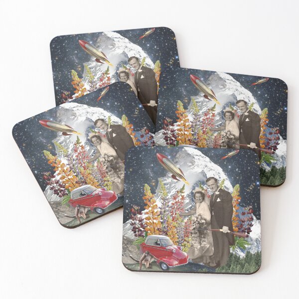Item preview, Vintage Bride and Groom with Bubble Car Mountain Monkey and Rocket Ships designed and sold by KALEIDOSCOPE UK.