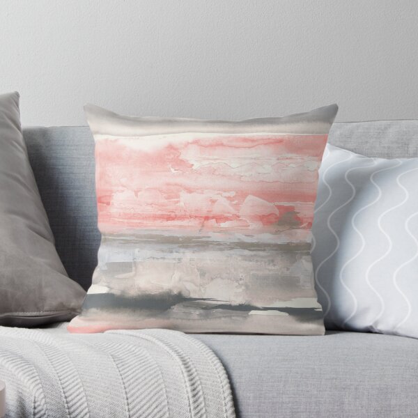 Charcoal And Coral Throw Pillow