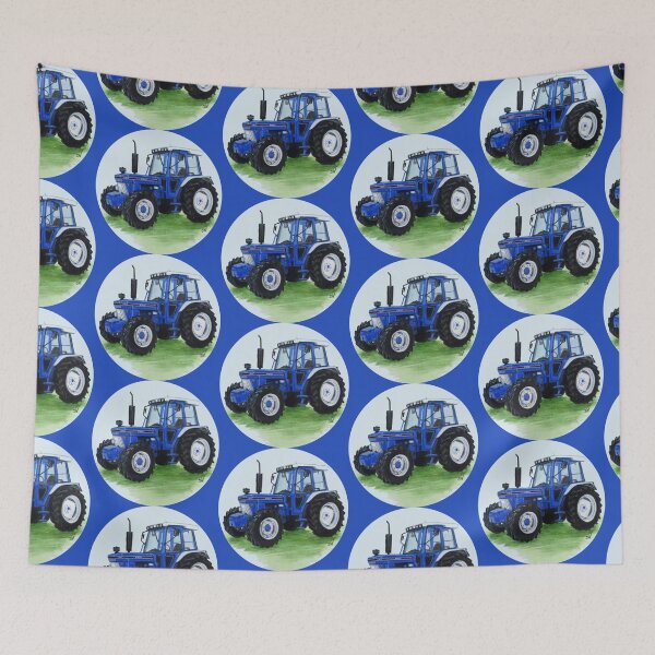 Item preview, Blue Classic Tractor (blue background) designed and sold by SandraWarmerdam.
