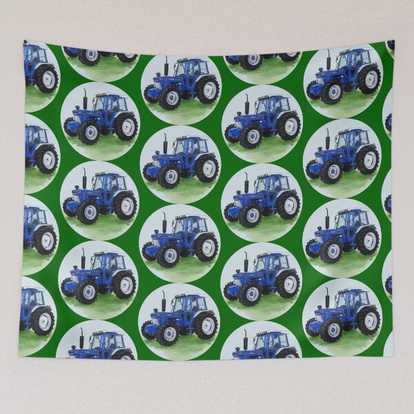 Item preview, Blue Classic Tractor (green background) designed and sold by SandraWarmerdam.