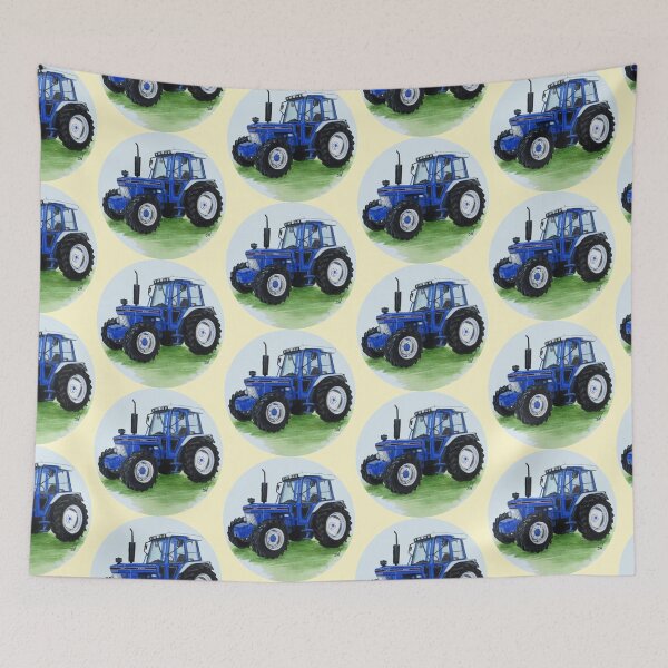 Item preview, Blue Classic Tractor (yellow background) designed and sold by SandraWarmerdam.