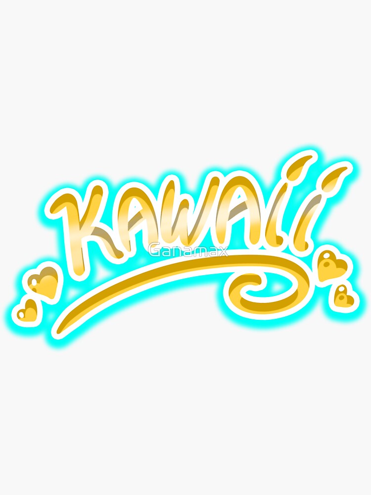 "Yellow And Blue Kawaii Logo" Sticker For Sale By Ganamax | Redbubble