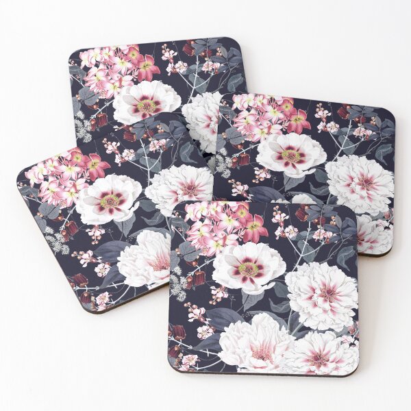 Item preview, Luxury Florals, Pink and White on Navy designed and sold by meggydesigns.