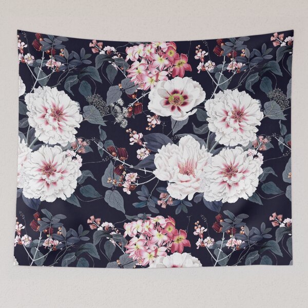 Item preview, Luxury Florals, Pink and White on Navy designed and sold by meggydesigns.