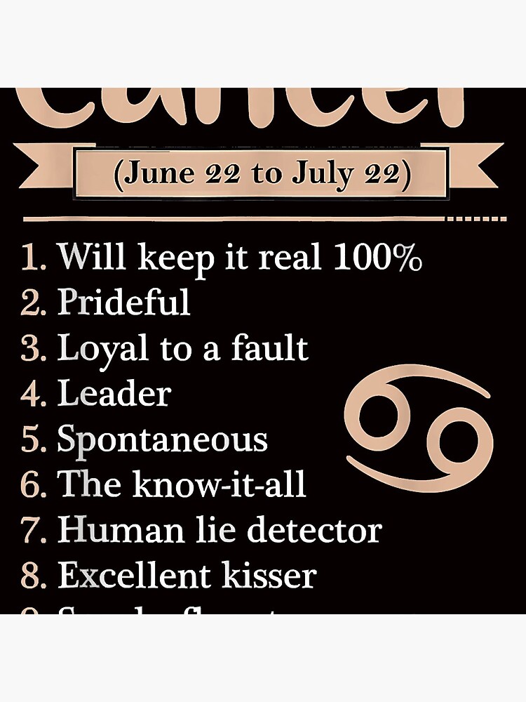 Cancer Zodiac Sign Astrology T Shirt June July Birthday