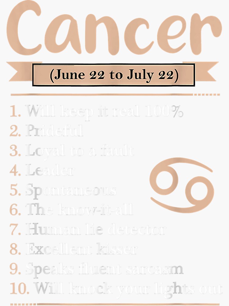 Cancer Zodiac Sign Astrology T Shirt June July Birthday