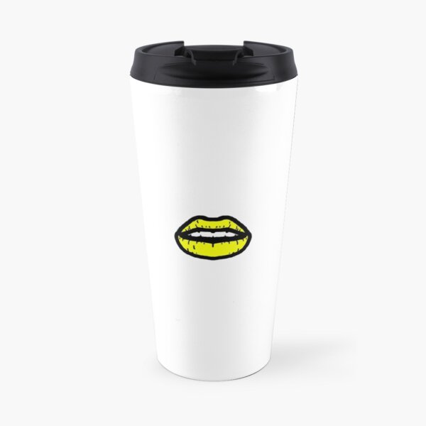 Neon Yellow Lips Travel Mug