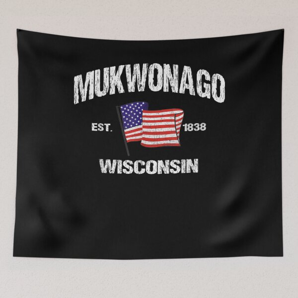 Item preview, Mukwonago Wisconsin Wi Usa Stars Stripes Vintage Style Gift  designed and sold by mchargue12.
