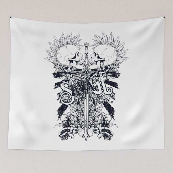 Item preview, Two skulls with a sword. Fictional character. Symmetry. Art, print on a T-shirt. designed and sold by Senior-Kuzmin.