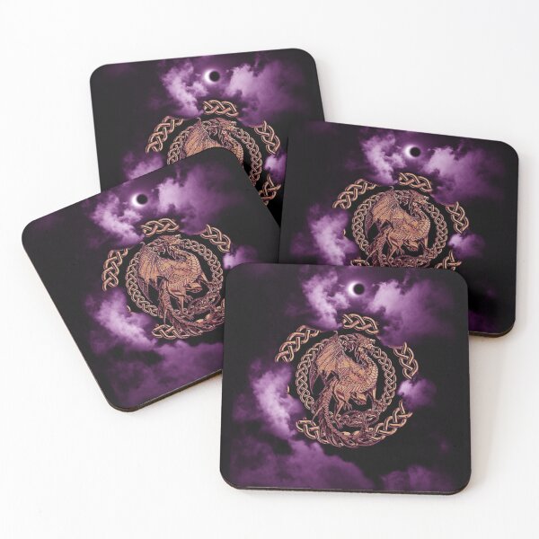 Item preview, Gold Celtic Dragon Magenta Moon Eclipse in the Clouds designed and sold by Kim Andrews.