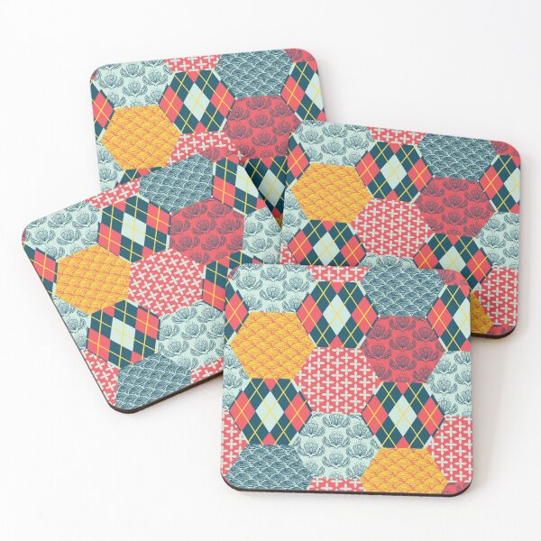 Item preview, Retro Vintage Patchwork Hexie Quilt designed and sold by carabara.