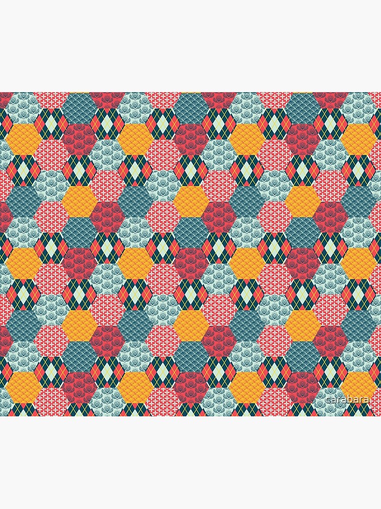 Thumbnail 6 of 6, Throw Blanket, Retro Vintage Patchwork Hexie Quilt designed and sold by carabara.