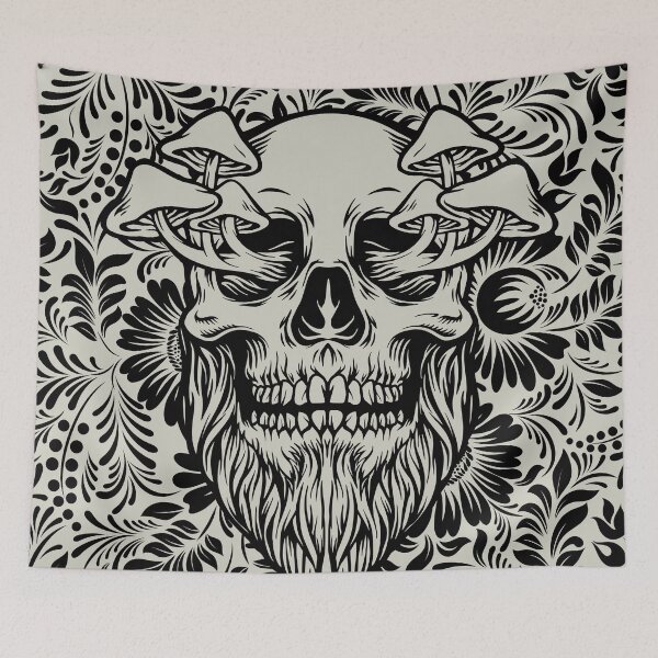 Item preview, Skull Mushrooms • Gray & Black • Goth designed and sold by Rike Mayer.