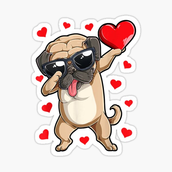Vista previa del artículo con la obra «Dabbing Pug Heart Día de San Valentín Niños Niños Amante de perros», diseñado y vendido por LaurenceMcguire.
