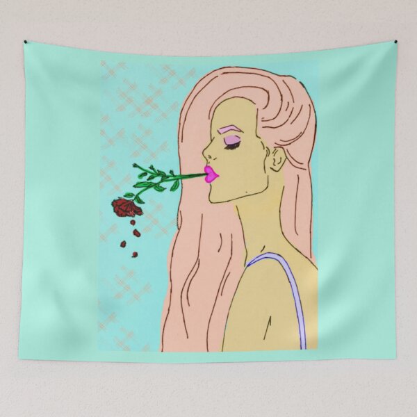 Item preview, cute girl with flower in mouth aesthetic colorful designed and sold by Tauruseagull.