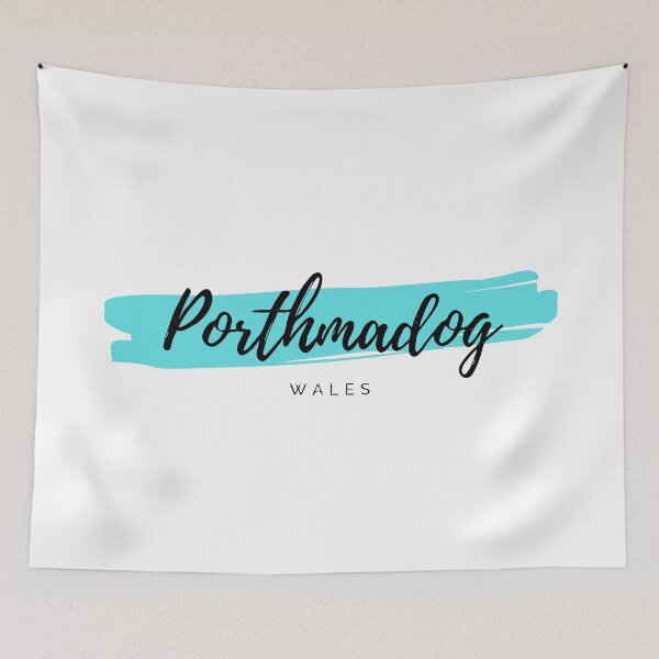 Item preview, Porthmadog in Gwynedd Wales - United Kingdom Britain - Turquoise Blue Minimalistic Seaside Resort Design designed and sold by Vintage-TM.