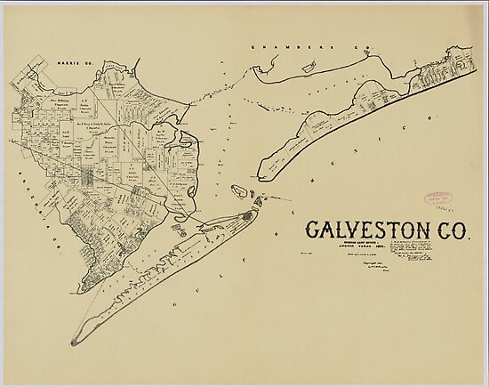 "Vintage Map of Galveston Texas (1892)" Photographic Print by BravuraMedia | Redbubble