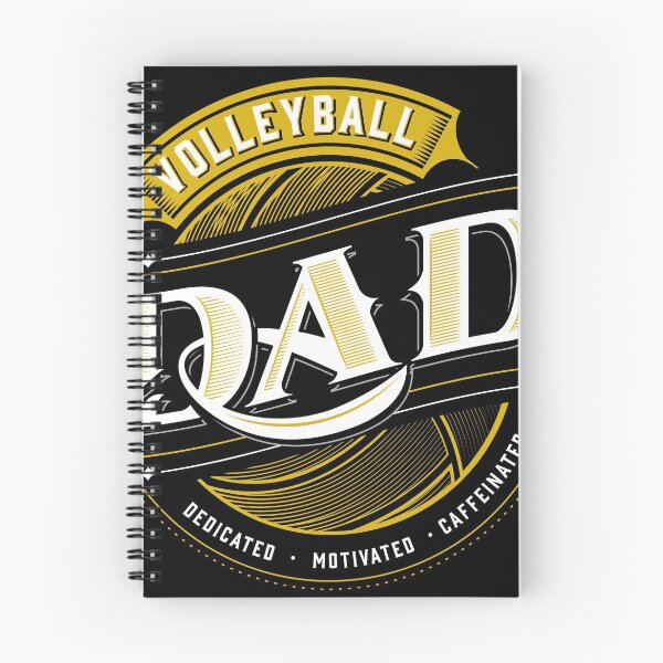 Aperçu de l'œuvre Papa de volley-ball | Typographie ornée d'époque : dédiée. Motivé. Caféiné créée et vendue par 804 Volleyball Swag  Volleyball Merch for players and fans.