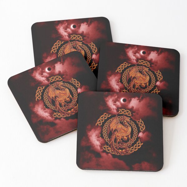 Item preview, Gold Celtic Dragon Pink Moon Eclipse in the Clouds designed and sold by Kim Andrews.