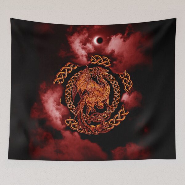 Item preview, Gold Celtic Dragon Pink Moon Eclipse in the Clouds designed and sold by Kim Andrews.
