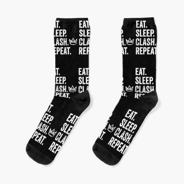 Eat Sleep Clash Repeat - Funny CoC Socks