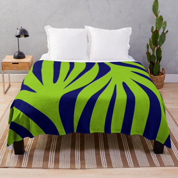 Item preview, Maldives Abstract Leaves Pattern in Lime Green and Bright Navy Blue designed and sold by kierkegaard.