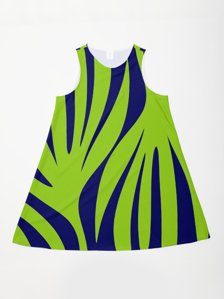 Maldives Abstract Leaves Pattern in Lime Green and Bright Navy Blue" A-Line  Dress for Sale by kierkegaard | Redbubble