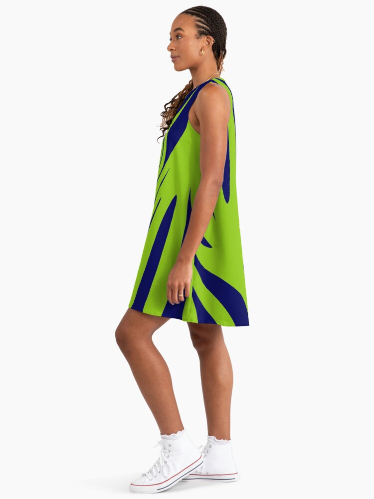 navy blue and lime green dress Lime Green Satin Draped Dress with Silver Embroidery S main image 0