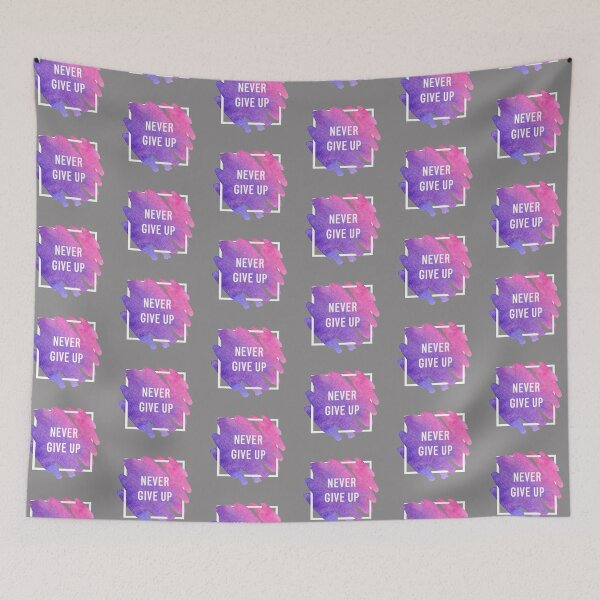 Item preview, Motivational Abstract Design never give up Purple Blue White designed and sold by WearWolfDesigns.
