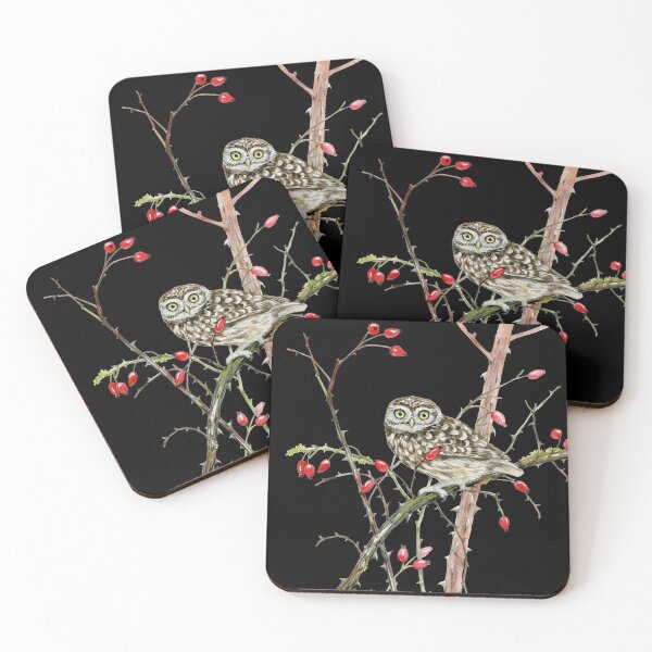 Item preview, Little owl eagle owl owl forest bird sparrow rose hip ornithology designed and sold by Ivyart24.