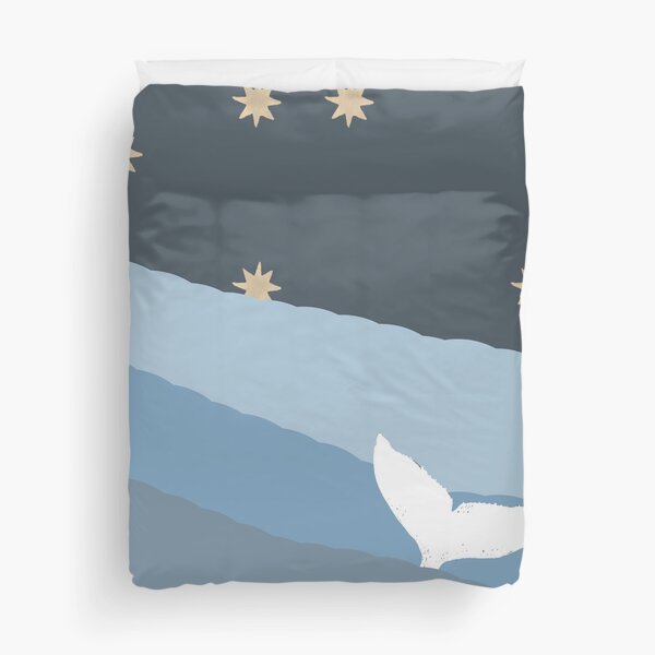 Ocean and stars illustration Duvet Cover