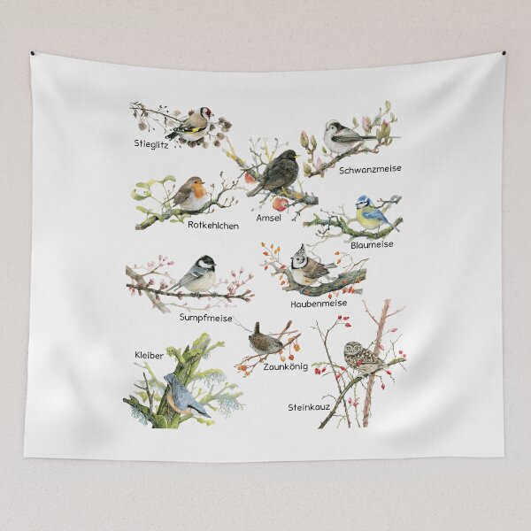 Item preview, Robins, titmouse, garden birds, nature, watercolor, titmouse, sparrow, eagle owl, owl, nature lover, camping, biologist, gardening friend designed and sold by Ivyart24.