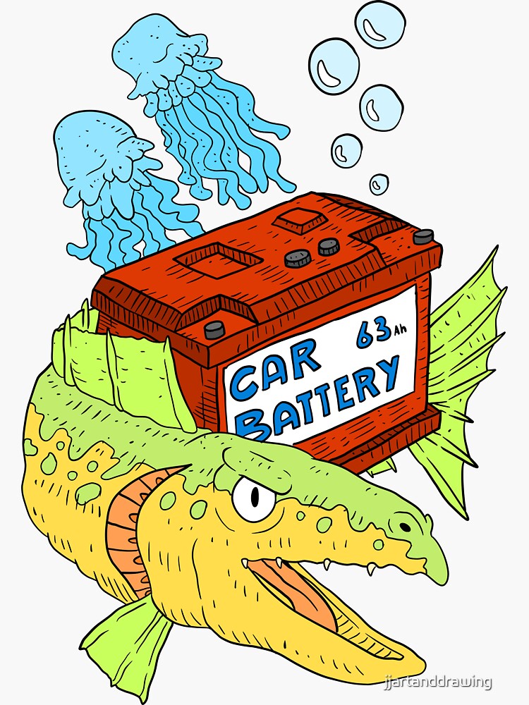 "throwing a car battery in the ocean." Sticker for Sale by