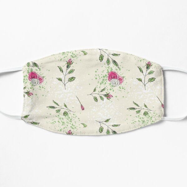 Cute Ditsy Roses Floral Pattern Flat Mask