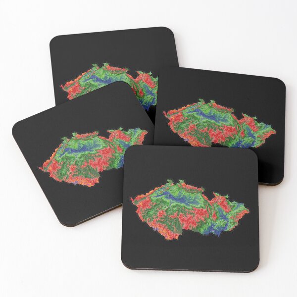 Item preview, Czechia Elevation Map in Unique Colours with Black Background designed and sold by GrasshopperGeo.