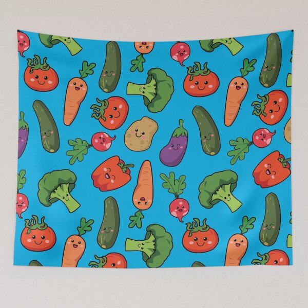 Item preview, Happy Vegetables Blue Pattern designed and sold by keeleypost.