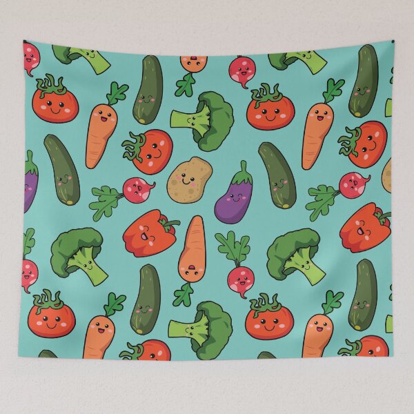 Item preview, Happy Vegetables Green Pattern designed and sold by keeleypost.