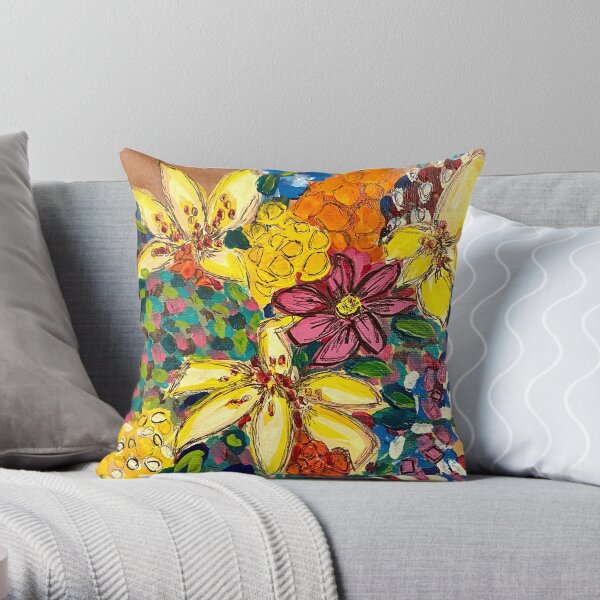 Special Day Cheery Flowers Throw Pillow